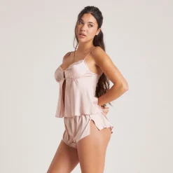 Bow Cami Pyjamatop i Satin - Blush