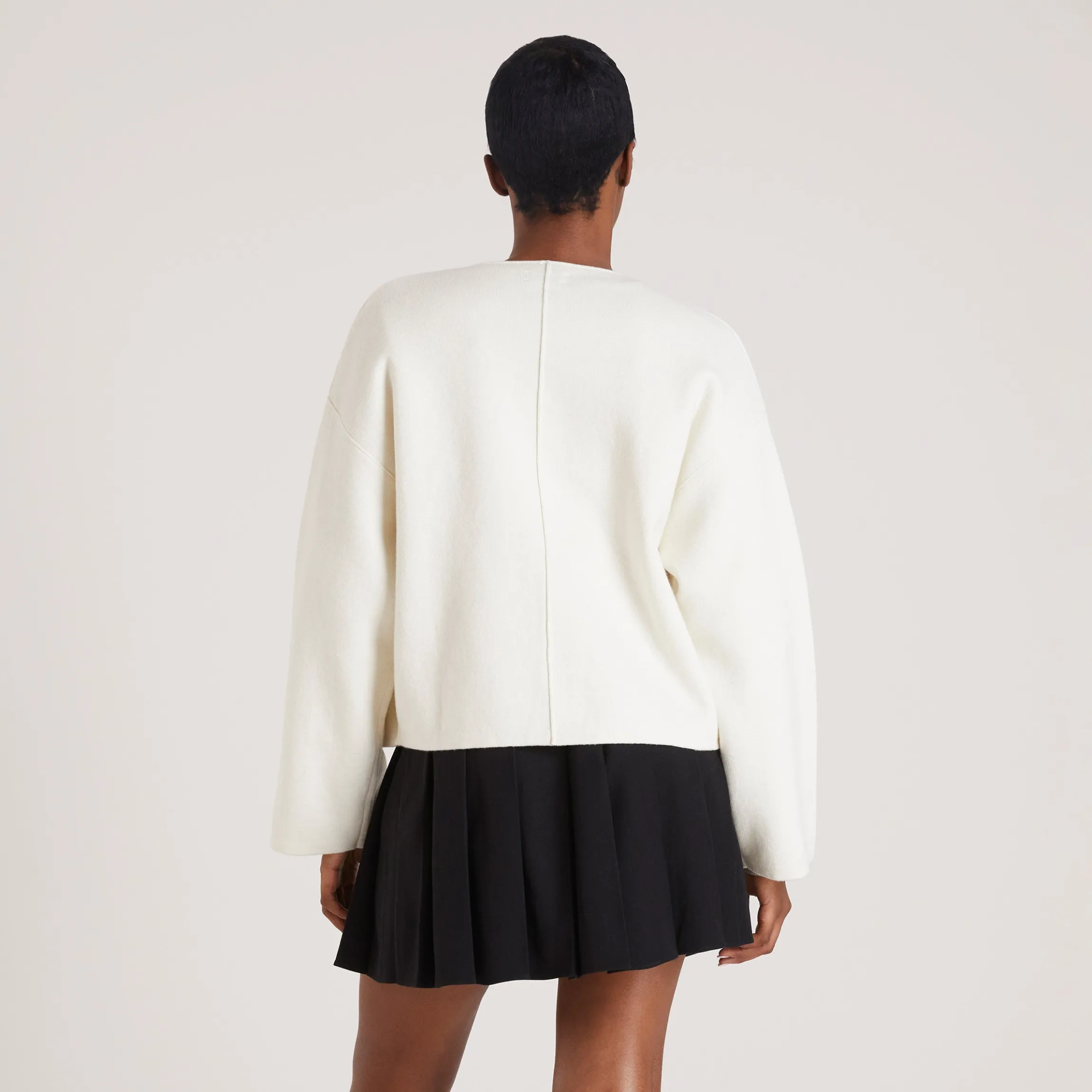 Cardigan med lynlås - Creme