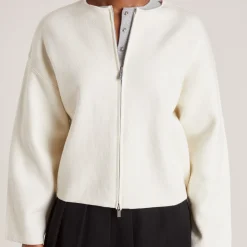 Cardigan med lynlås - Creme