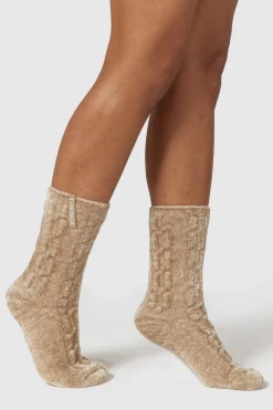 Chenille Strikkede Sokker - Mink