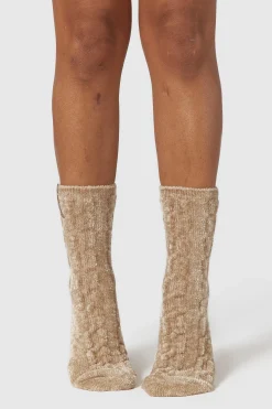 Chenille Strikkede Sokker - Mink