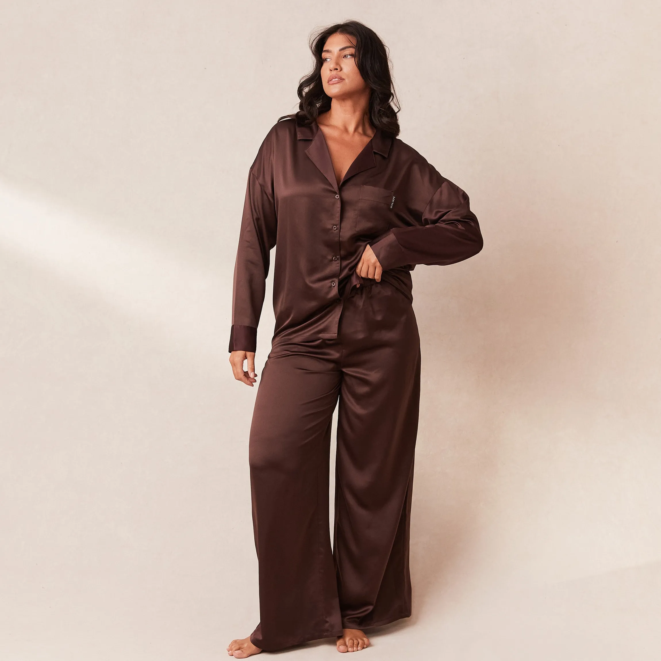 Classic Satin Pyjamabukser - Chokolade