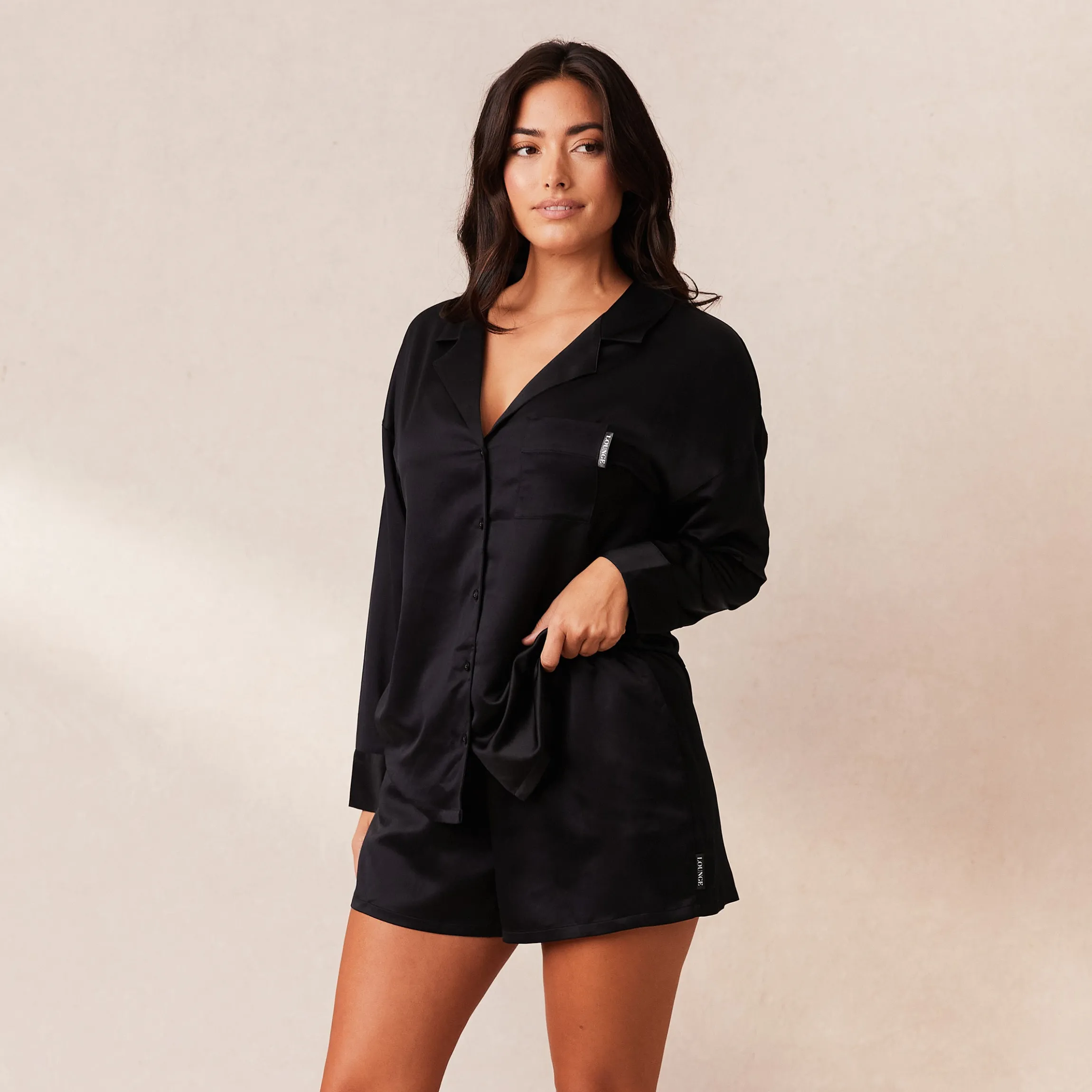 Classic Satin Pyjamashorts - Sort