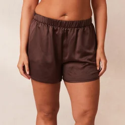 Classic Satin Pyjamashorts - Chokolade