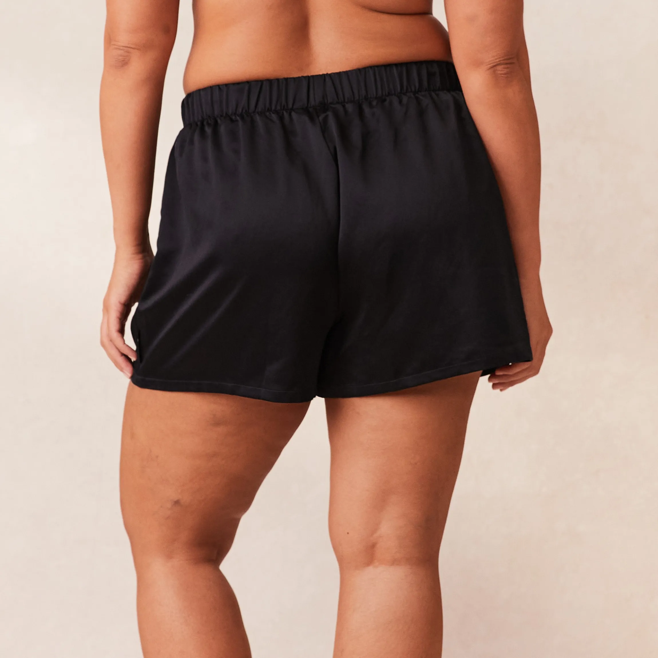 Classic Satin Pyjamashorts - Sort