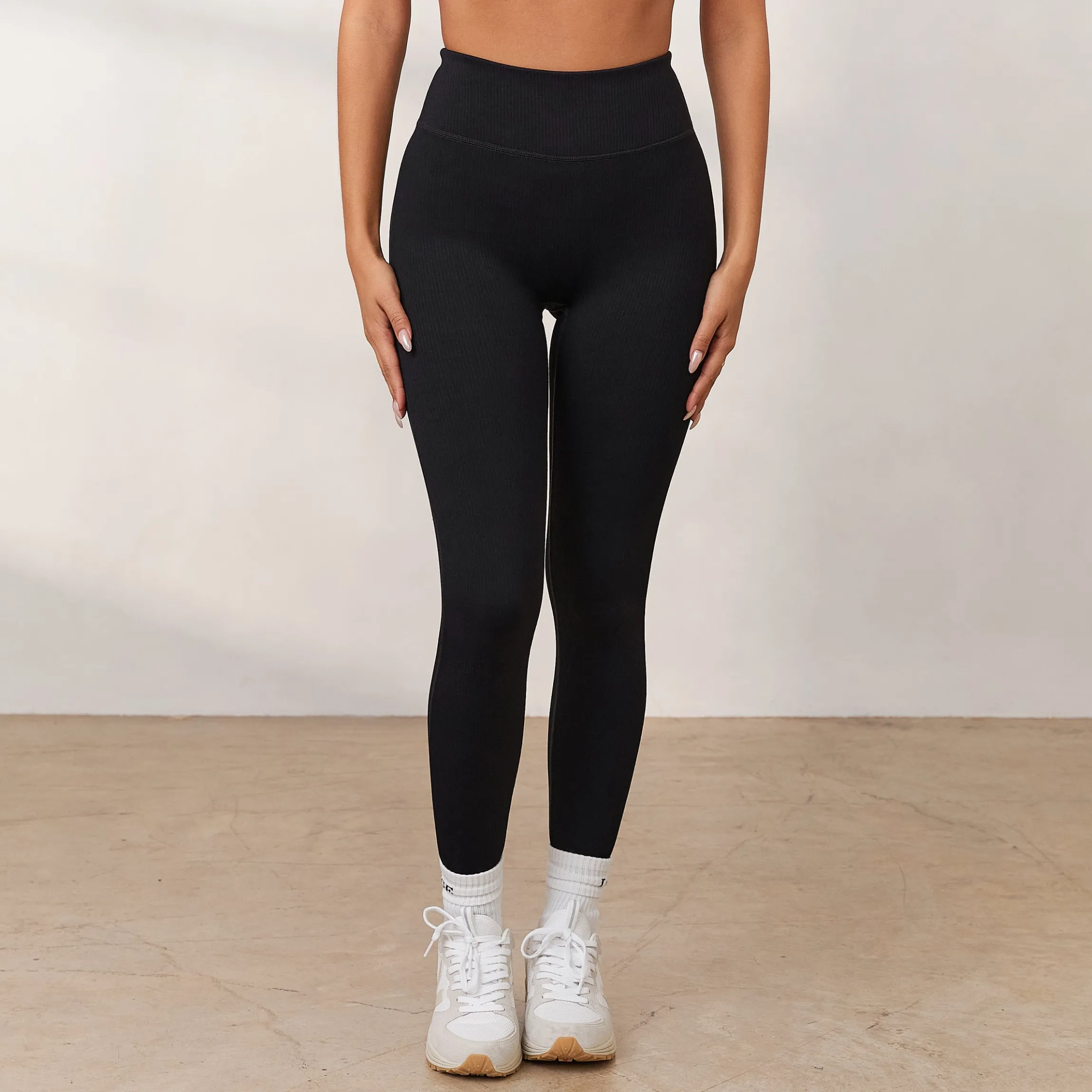 Cosy Ribbede Leggings - Sort