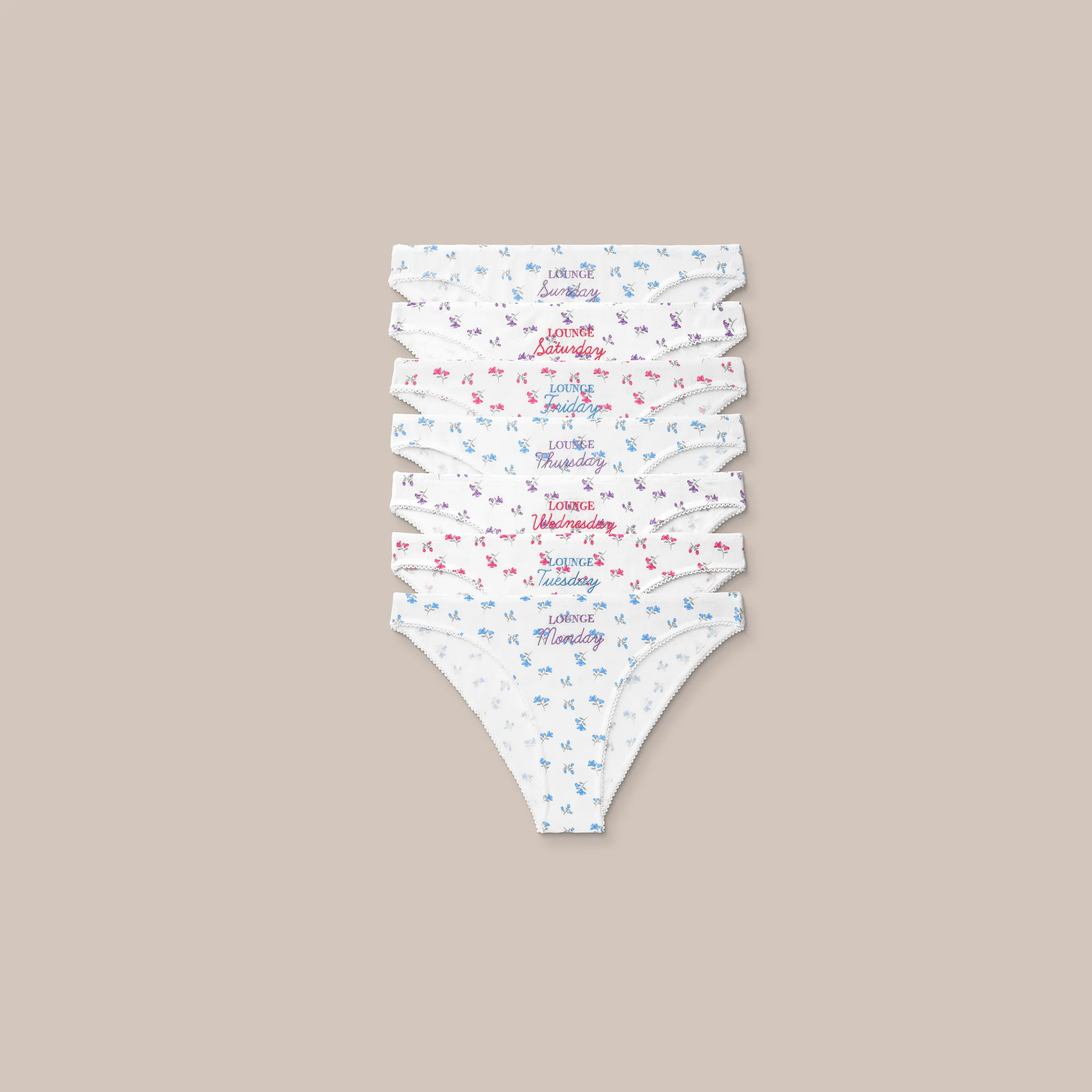 Days of the Week Trusser (7-pakke) - Blomsterprint