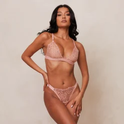 Embroidered Triangle BH - Pink