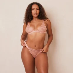 Embroidered Triangle BH - Pink