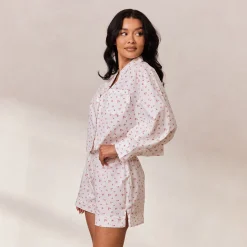 Floral Pyjama Skjorte - Hvid Print