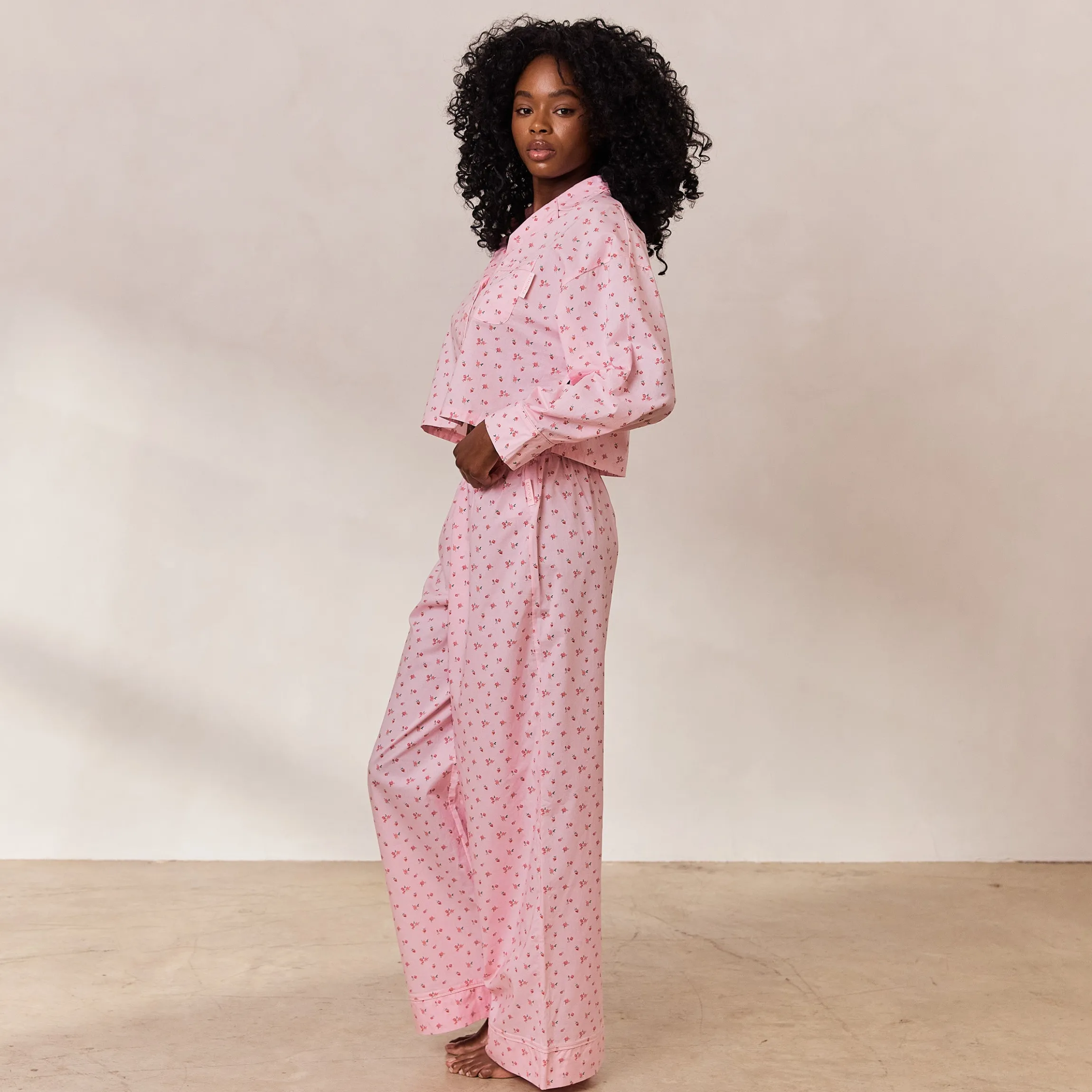Floral Pyjamabukser - Pink Print