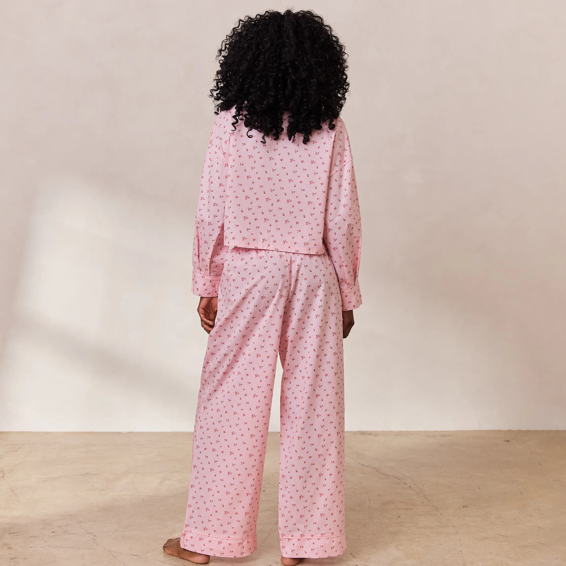 Floral Pyjamabukser - Pink Print
