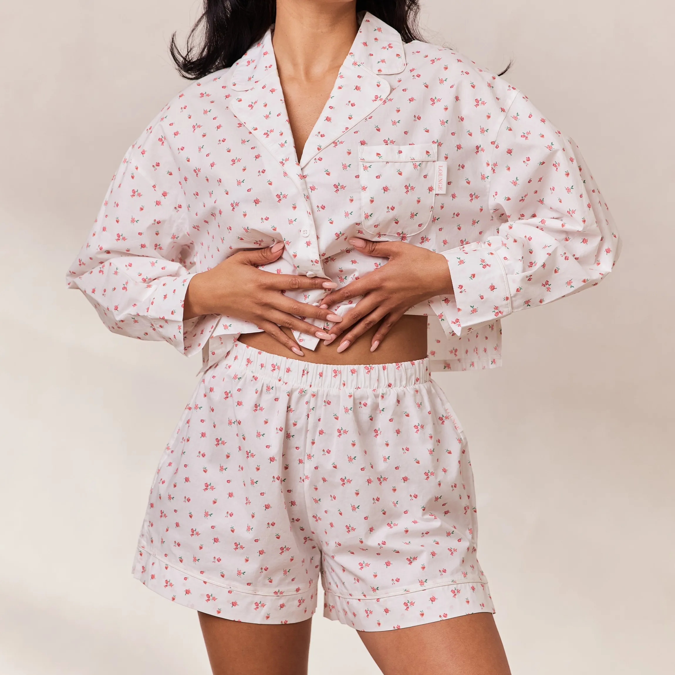 Floral Pyjamashorts - Hvid Print