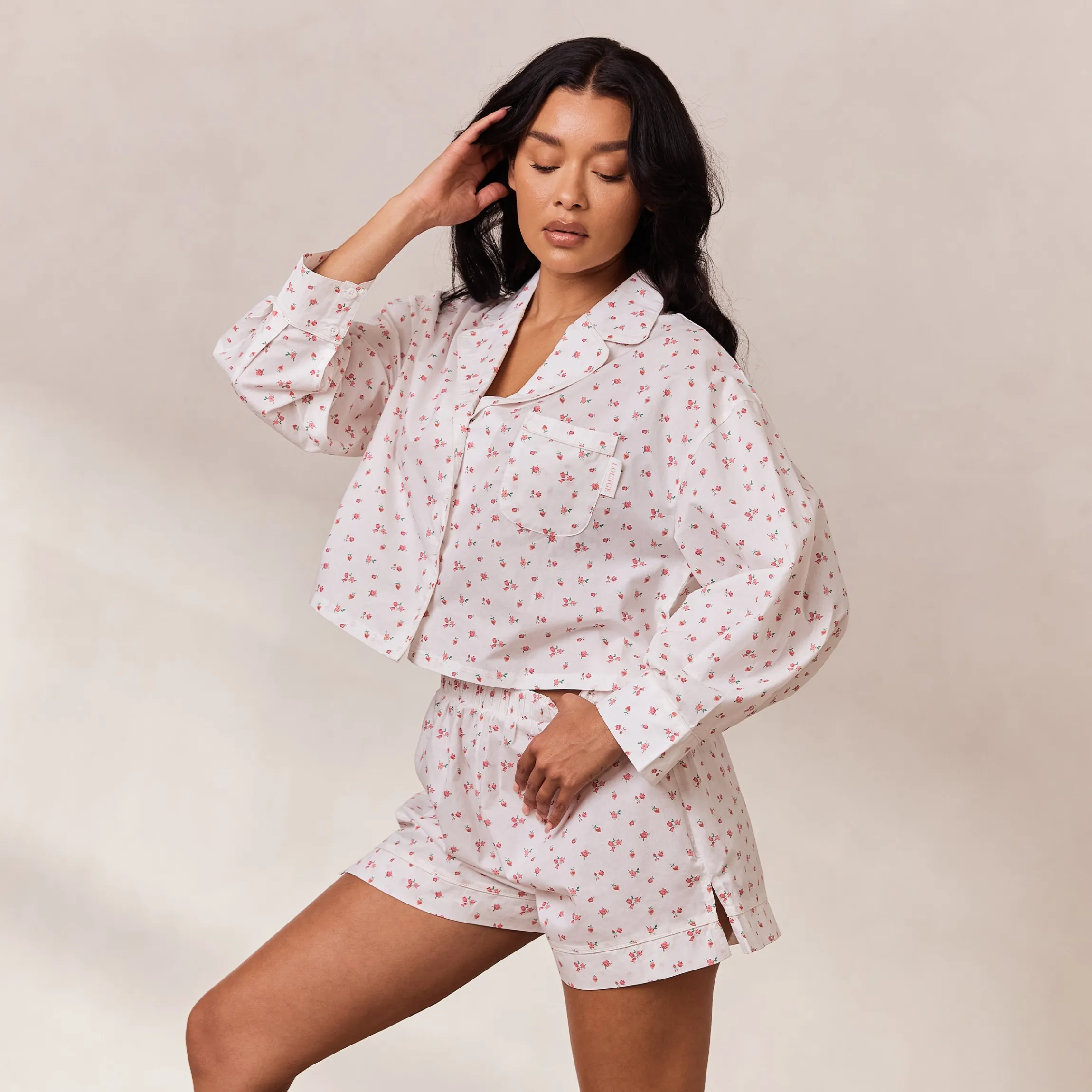 Floral Pyjamashorts - Hvid Print