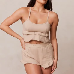 Frill Pyjamashorts - Mink
