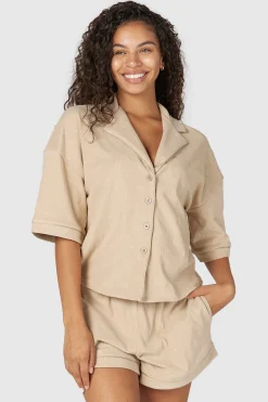 Luxury Embossed Pyjamatop - Mink