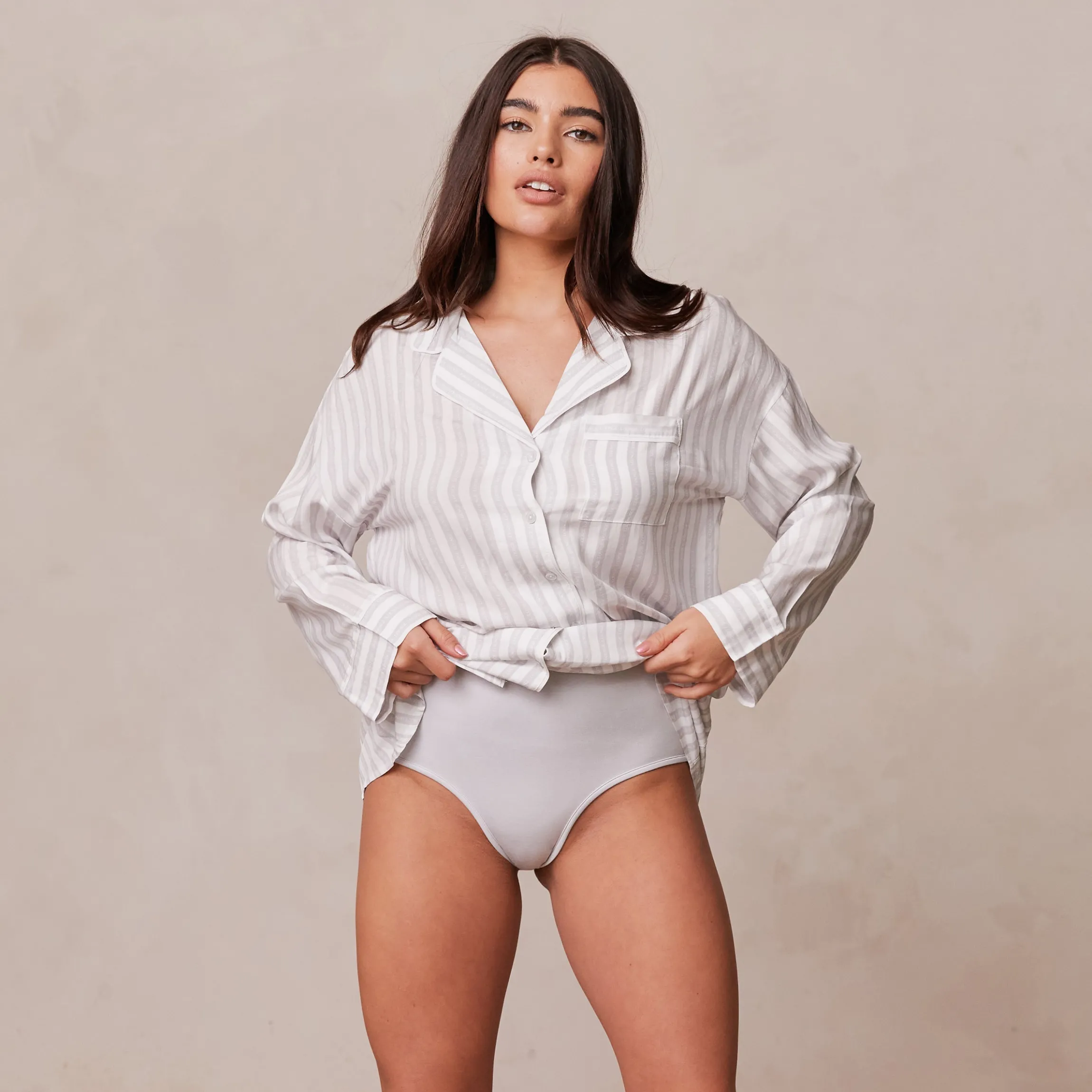 Pinstripe Oversized Pyjama Shirt - Rimfrost