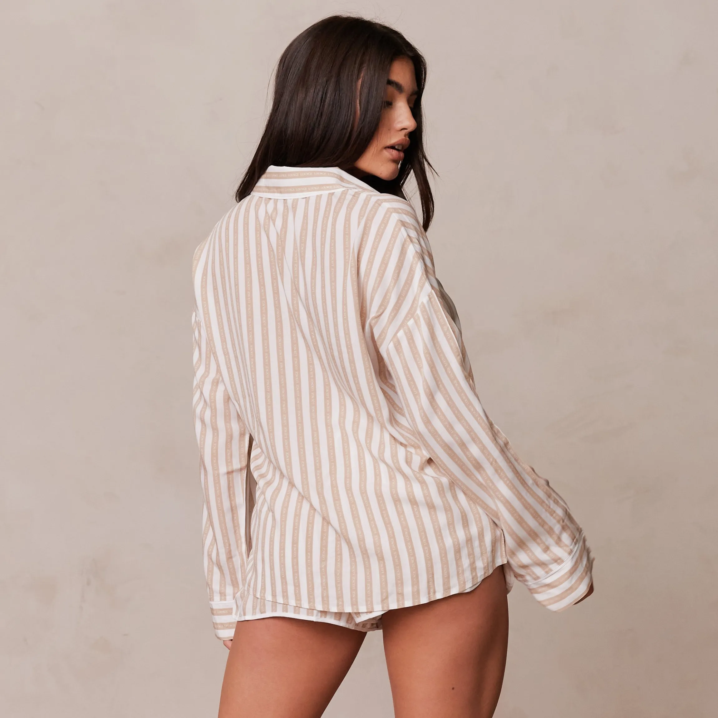 Pinstripe Pyjama Shirt - Mink