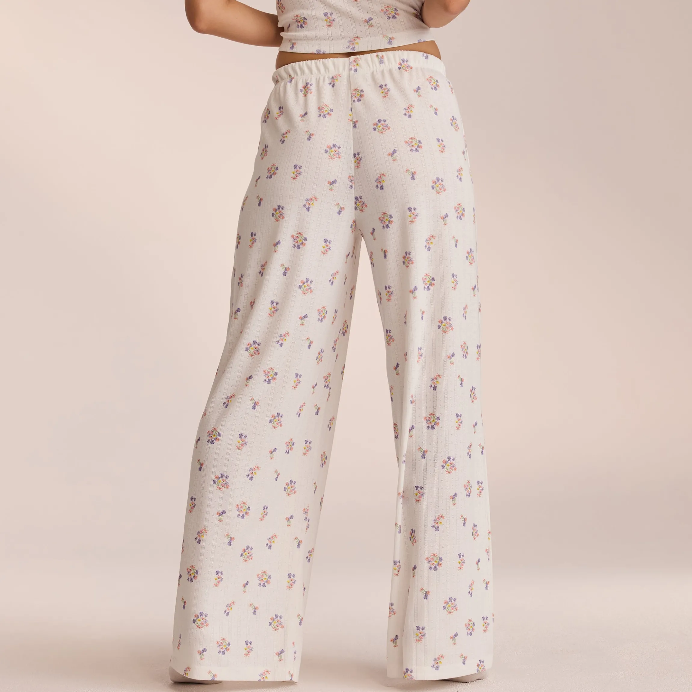 Pointelle Pyjamabukser - Hvid Floral