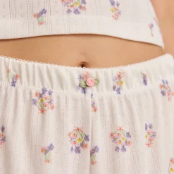 Pointelle Pyjamabukser - Hvid Floral