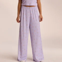 Pointelle Pyjamabukser - Lilla Blomsterprint