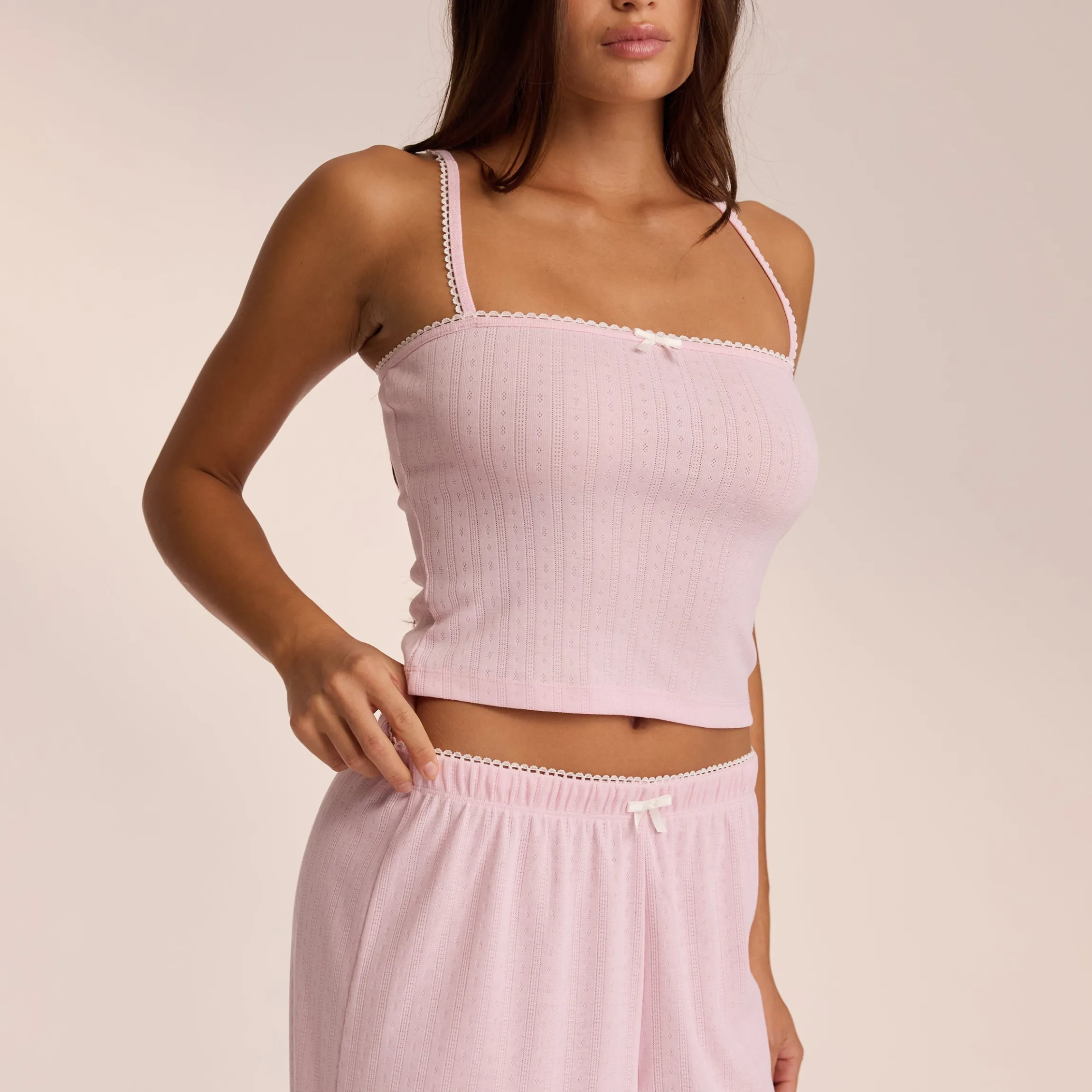 Pointelle Strappy Pyjamatop - Pink