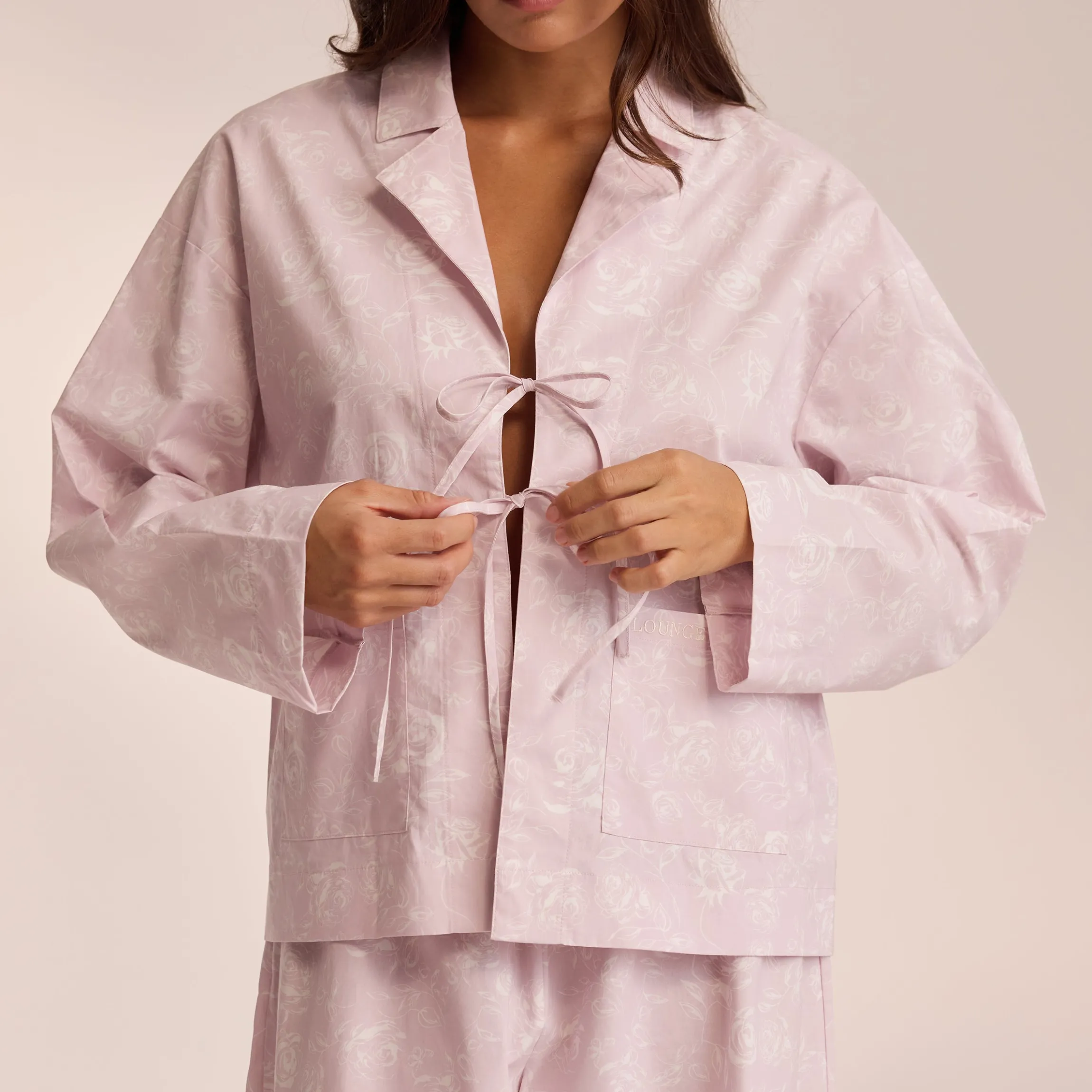 Pyjamasskjorte i Bomuld - Lilla