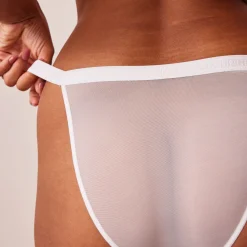 Ribbed Floral Triangle Trusser - Hvid