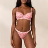 Rosebud Ribbed Balcony BH - Blomstret Pink