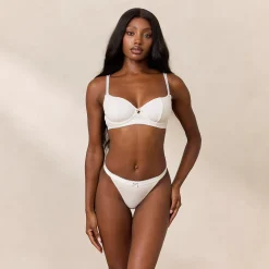 Rosebud Ribbed Balcony BH - Hvid