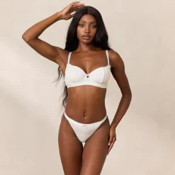 Rosebud Ribbed Balcony BH - Hvid