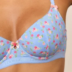 Rosebud Ribbed Balcony BH - Blomstret Blå