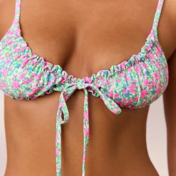 Ruched Bow Bralette Bikinitop - Sweet Pea