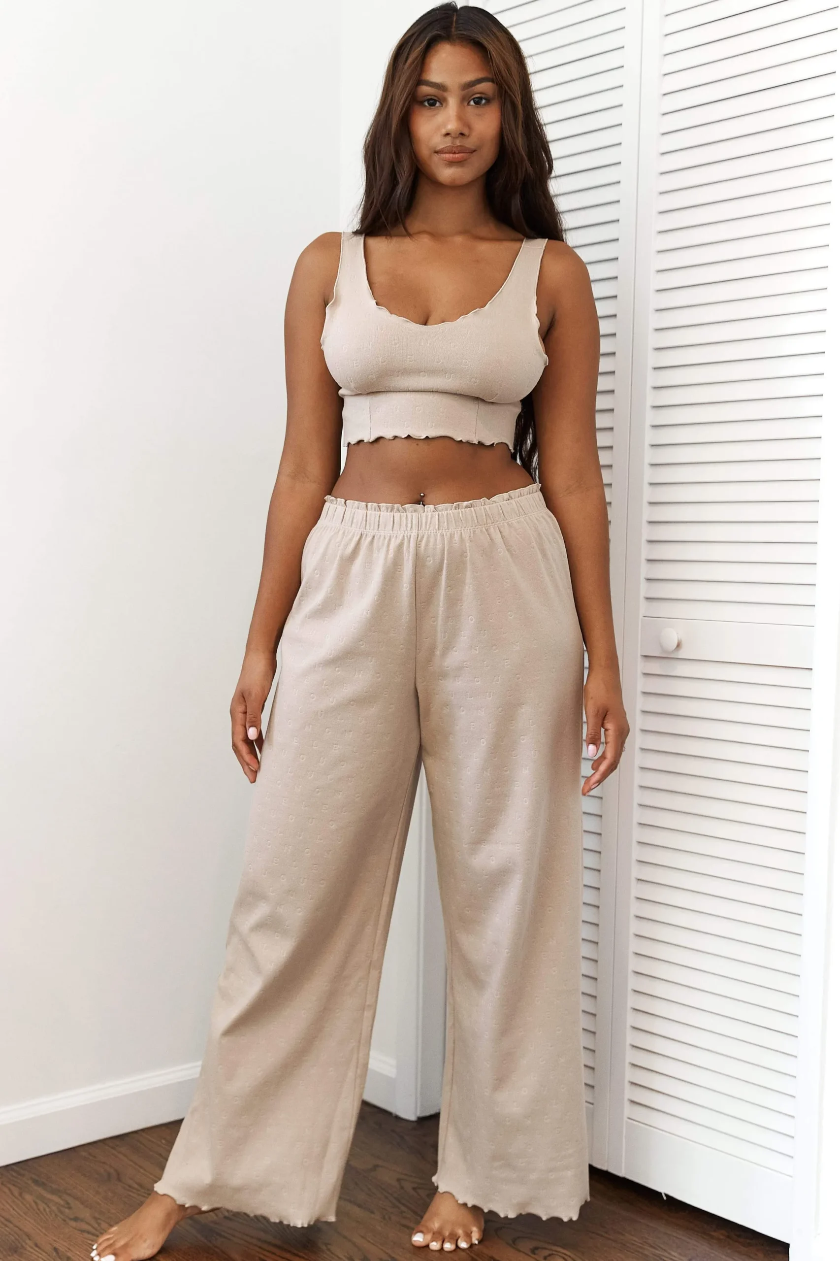 Ruffle Pyjamabukser - Mink