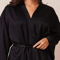 Signature Satin Morgenkåbe- Sort