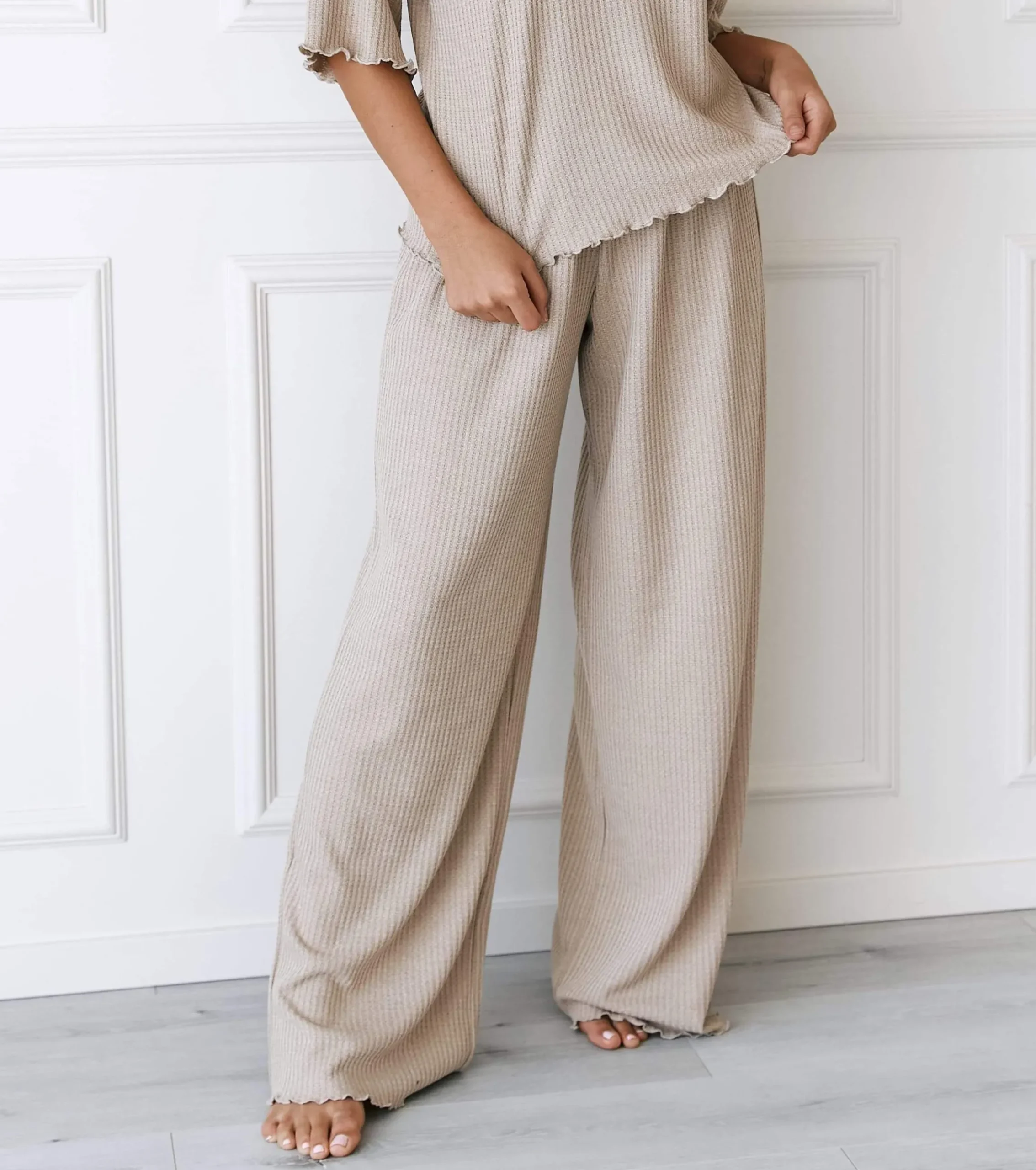 Soft Waffle Pyjamabukser - Mink