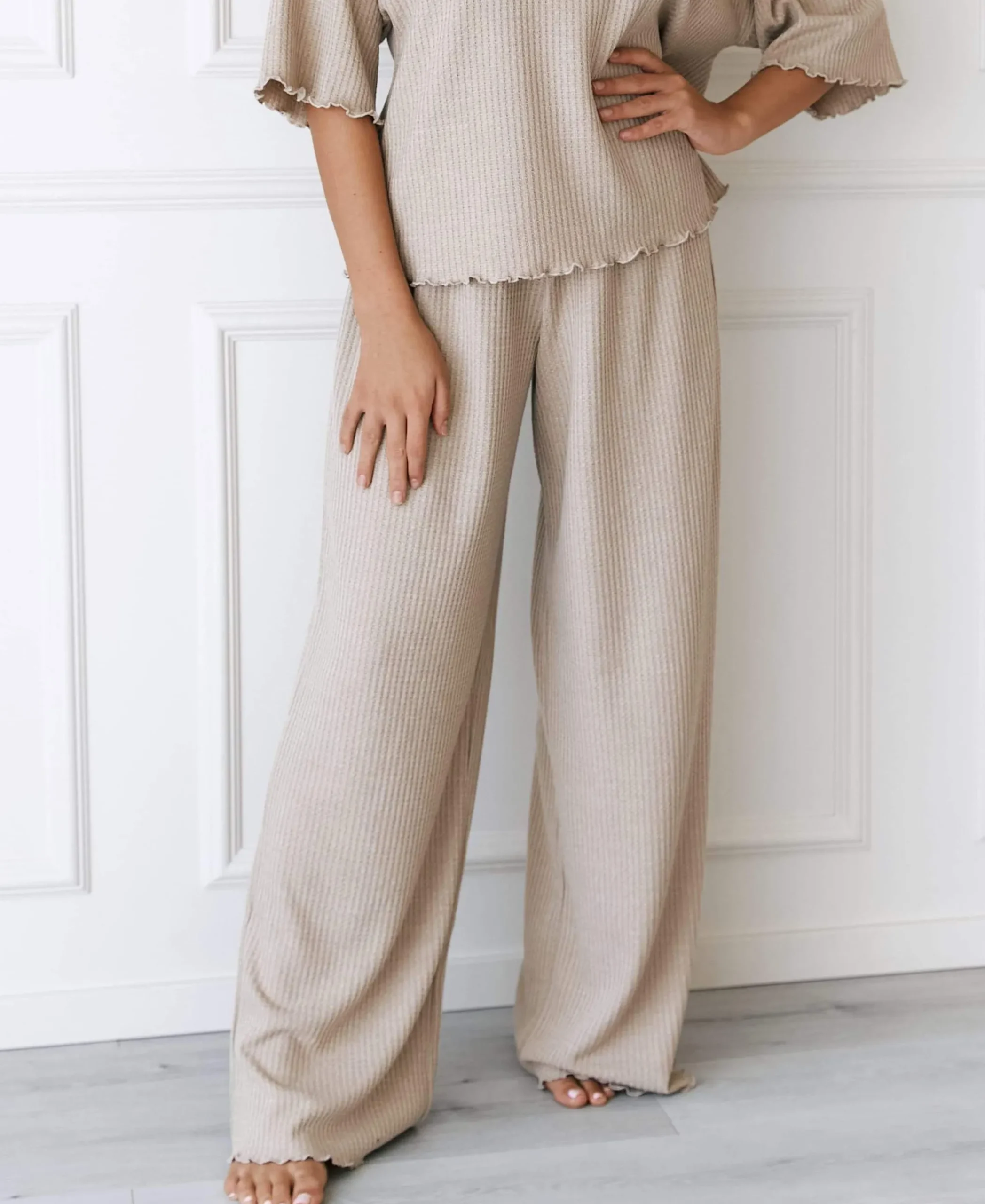 Soft Waffle Pyjamabukser - Mink