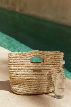 Strandtaske med Strå - Beige
