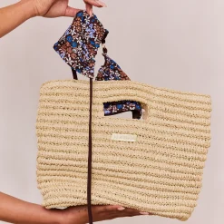 Strandtaske med Strå - Beige