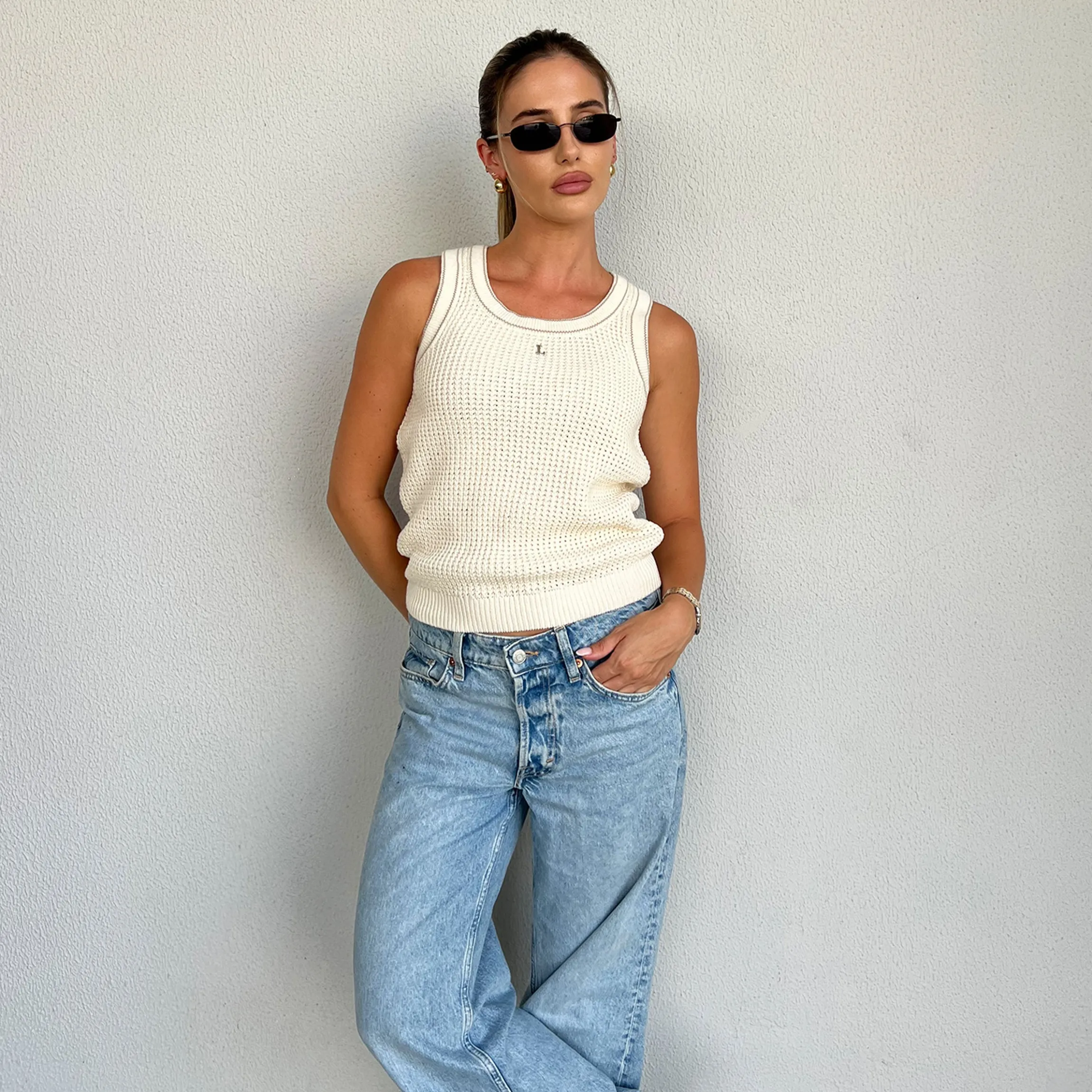 Strikket Vest Top - Creme