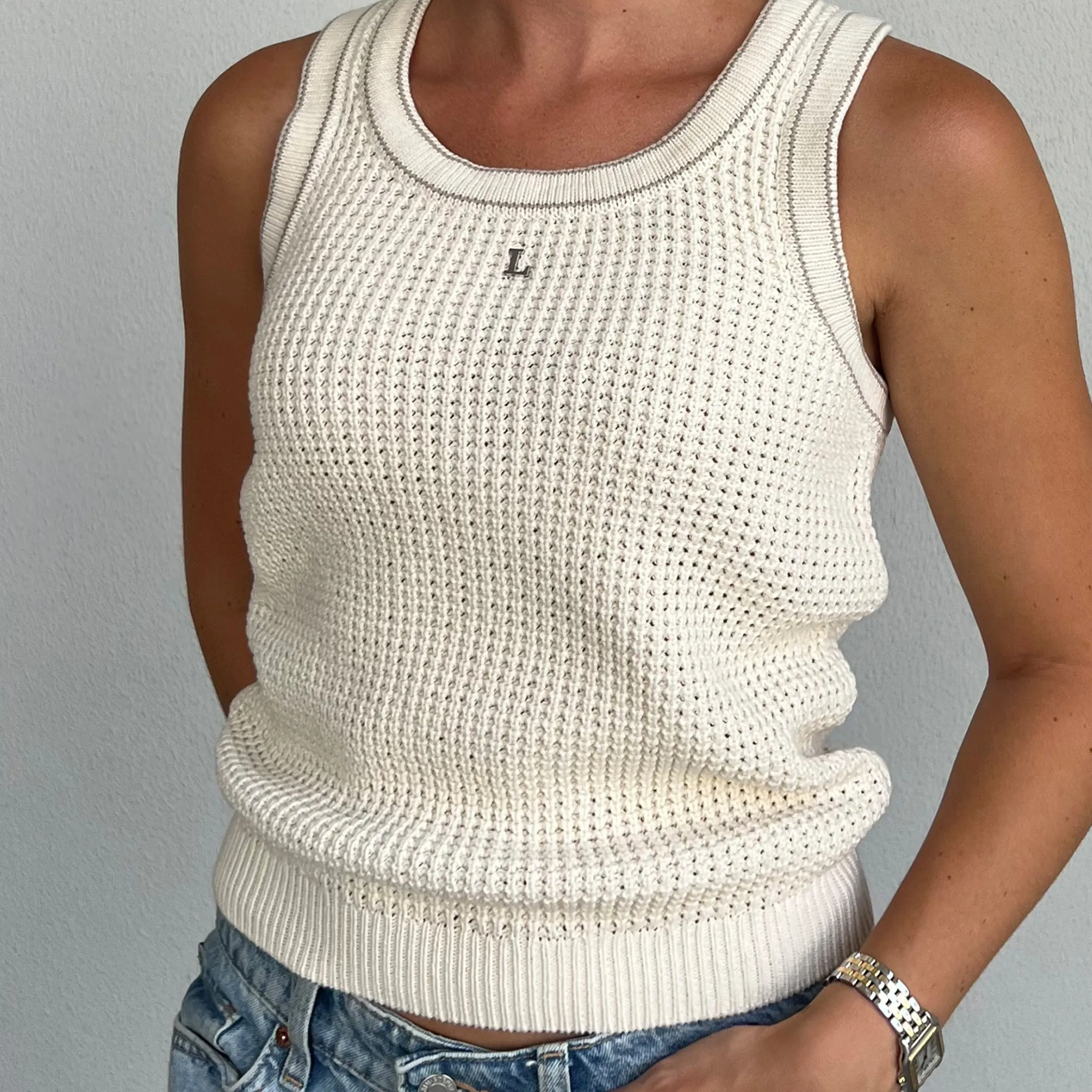 Strikket Vest Top - Creme