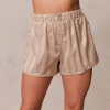 Striped Satin Pyjamashorts - Mink