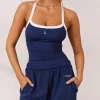 Varsity Bryderryg Cami Top - Marineblå