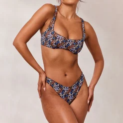 Vendbar Plunge Bikinitop - Brun/Blomstret
